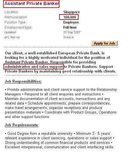 Assistant Private Banker job