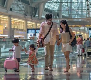 Singaporean family confidently and cheerfully travel abroad for their holiday after adequately preparing after receiving their travel vaccinations