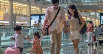 Singaporean family confidently and cheerfully travel abroad for their holiday after adequately preparing after receiving their travel vaccinations