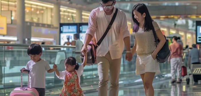 Singaporean family confidently and cheerfully travel abroad for their holiday after adequately preparing after receiving their travel vaccinations